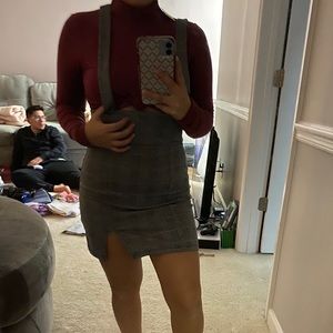 Suspender plaid skirt